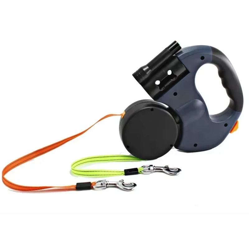 LED Automatic Retractable Dog Leash with Dual-Head Design and Plastic Storage Box - Pet Supply Accessories