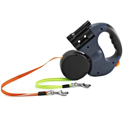 LED Automatic Retractable Dog Leash with Dual-Head Design and Plastic Storage Box - Pet Supply Accessories