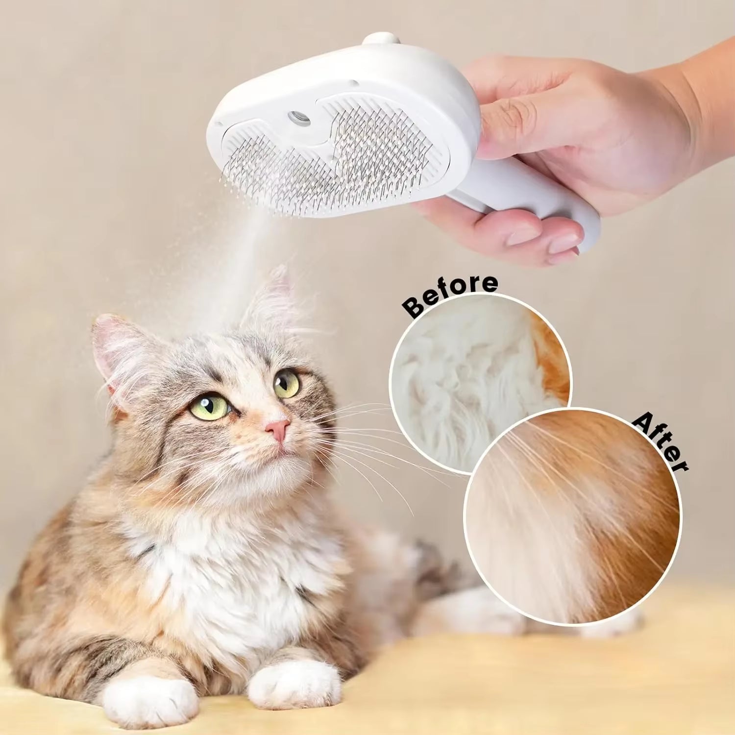 3-in-1 Electric Pet Grooming Brush with Steam and Spray for Cats and Dogs - Massage and Hair Removal Comb