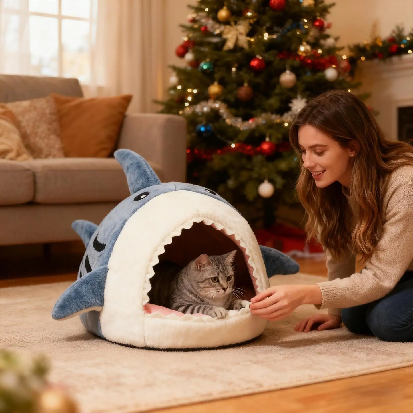 Luxury Plush Shark Pet Bed 