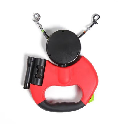 LED Automatic Retractable Dog Leash with Dual-Head Design and Plastic Storage Box - Pet Supply Accessories