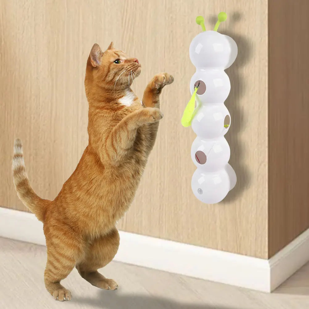 Motion-Activated Rechargeable Caterpillar Cat Toy with Tail for Indoor Cats